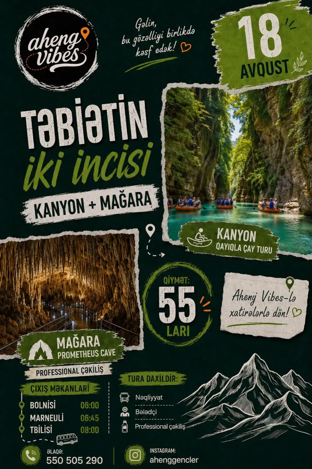 “Təbiətin iki incisi: Kanyon + Mağara” turunun afişi — 18 avqust